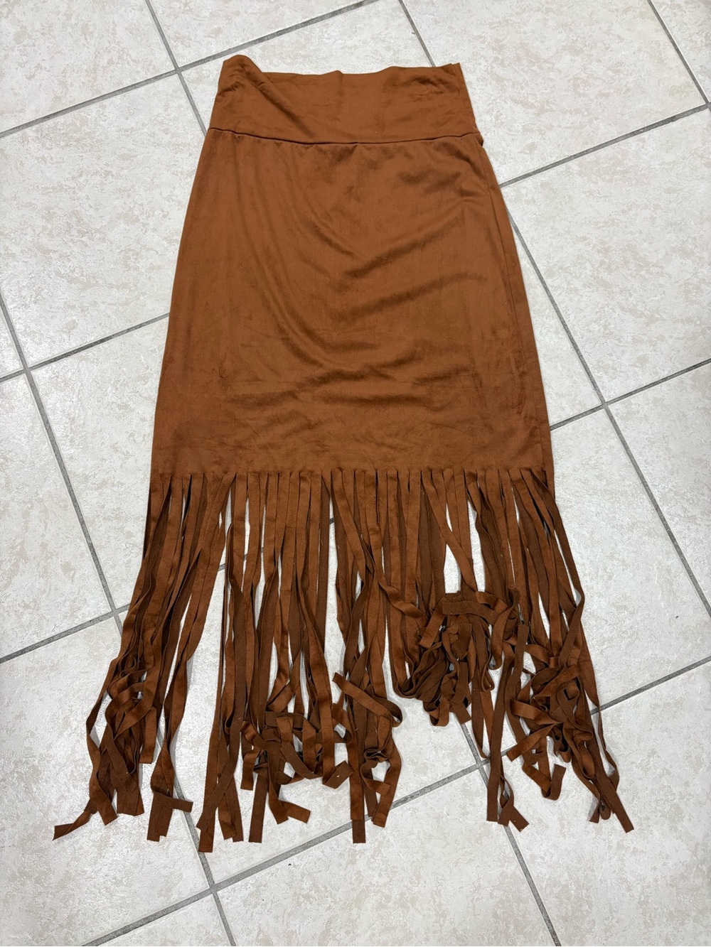 Sweet collection faux suede Fringe Hem Brown Women's Skirt